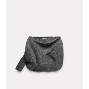 Asymmetrical Alpaca Blent Knit Cape Bolero